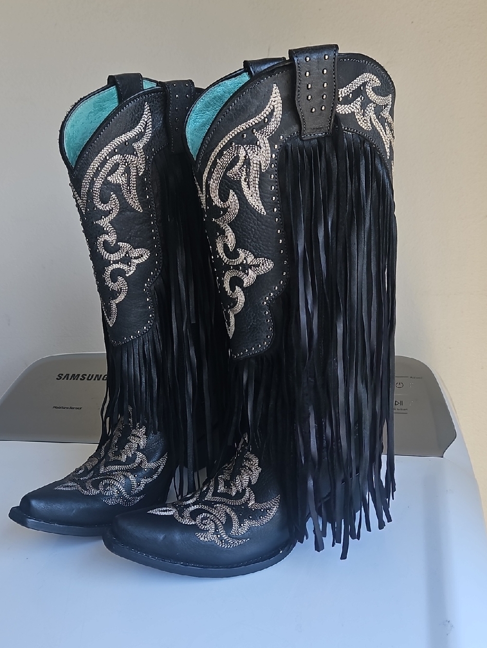Corral Women's Embroidered Fringed Western Boot Women Size 7.5 M